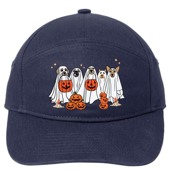 Dog Ghost Cute Dog Dressed As Ghost Funny Halloween Dog 7-Panel Snapback Hat