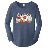 Dog Ghost Cute Dog Dressed As Ghost Funny Halloween Dog Women's Perfect Tri Tunic Long Sleeve Shirt