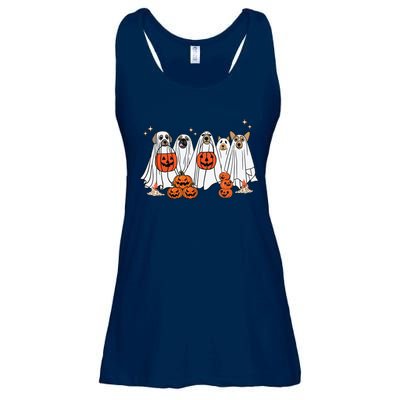 Dog Ghost Cute Dog Dressed As Ghost Funny Halloween Dog Ladies Essential Flowy Tank