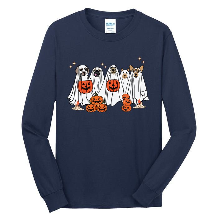 Dog Ghost Cute Dog Dressed As Ghost Funny Halloween Dog Tall Long Sleeve T-Shirt