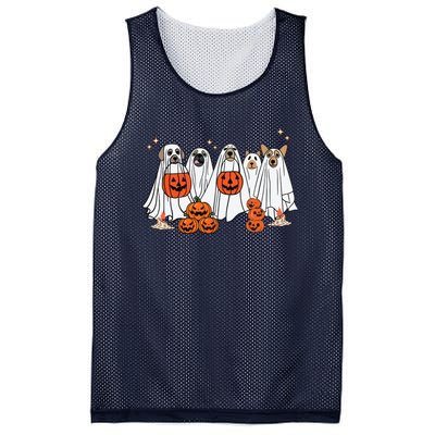 Dog Ghost Cute Dog Dressed As Ghost Funny Halloween Dog Mesh Reversible Basketball Jersey Tank