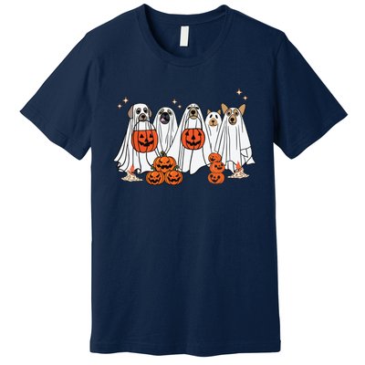 Dog Ghost Cute Dog Dressed As Ghost Funny Halloween Dog Premium T-Shirt