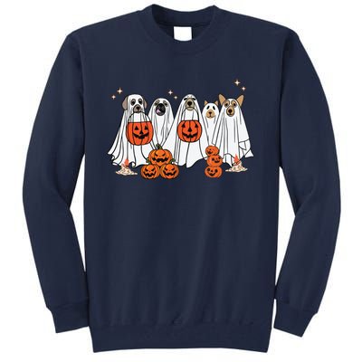 Dog Ghost Cute Dog Dressed As Ghost Funny Halloween Dog Tall Sweatshirt