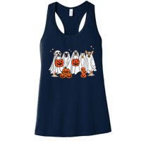 Dog Ghost Cute Dog Dressed As Ghost Funny Halloween Dog Women's Racerback Tank