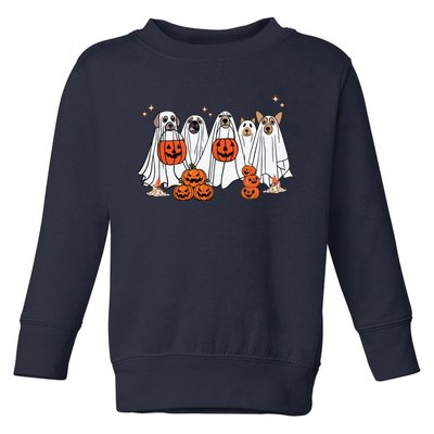 Dog Ghost Cute Dog Dressed As Ghost Funny Halloween Dog Toddler Sweatshirt