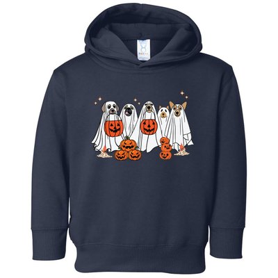 Dog Ghost Cute Dog Dressed As Ghost Funny Halloween Dog Toddler Hoodie