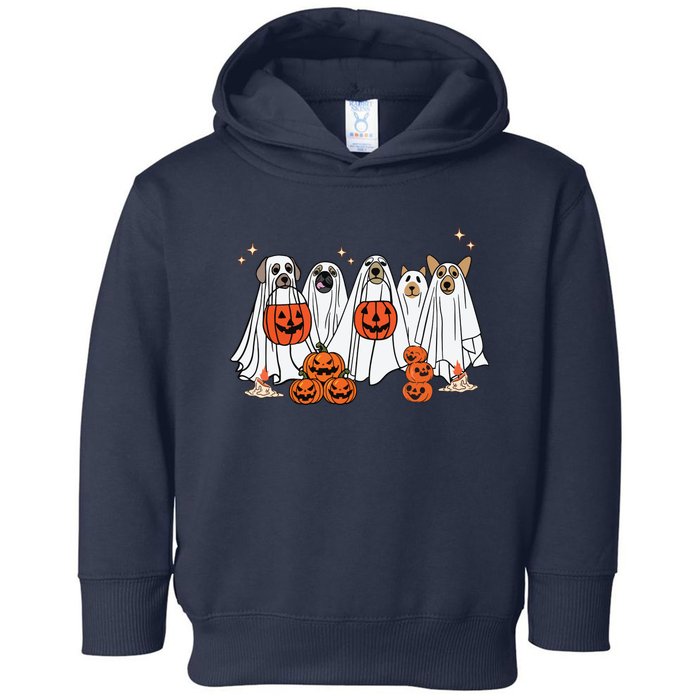 Dog Ghost Cute Dog Dressed As Ghost Funny Halloween Dog Toddler Hoodie