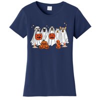 Dog Ghost Cute Dog Dressed As Ghost Funny Halloween Dog Women's T-Shirt