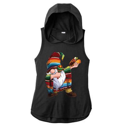 Dabbing Gnome Cinco De Mayo Taco Poncho Serape Mexican Ladies PosiCharge Tri-Blend Wicking Draft Hoodie Tank