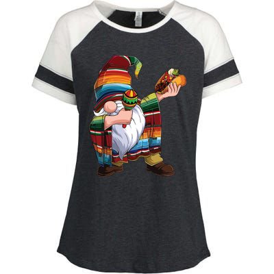 Dabbing Gnome Cinco De Mayo Taco Poncho Serape Mexican Enza Ladies Jersey Colorblock Tee