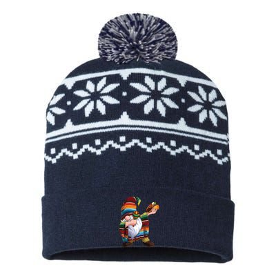 Dabbing Gnome Cinco De Mayo Taco Poncho Serape Mexican USA-Made Snowflake Beanie