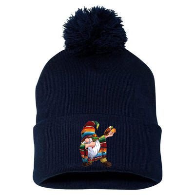 Dabbing Gnome Cinco De Mayo Taco Poncho Serape Mexican Pom Pom 12in Knit Beanie