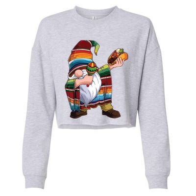 Dabbing Gnome Cinco De Mayo Taco Poncho Serape Mexican Cropped Pullover Crew