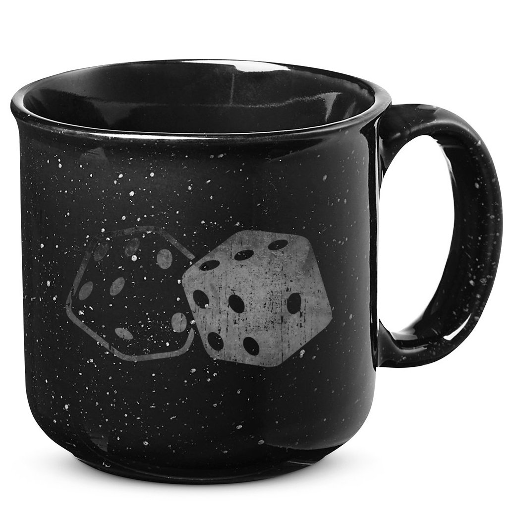 DICE Gambler Card Poker Craps Player Retro Vintage Men Women 15oz Campfire Ceramic Mug
