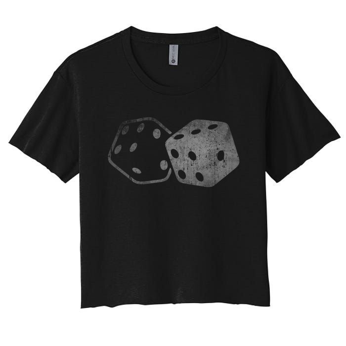 DICE Gambler Card Poker Craps Player Retro Vintage Men Women Women's Crop Top Tee