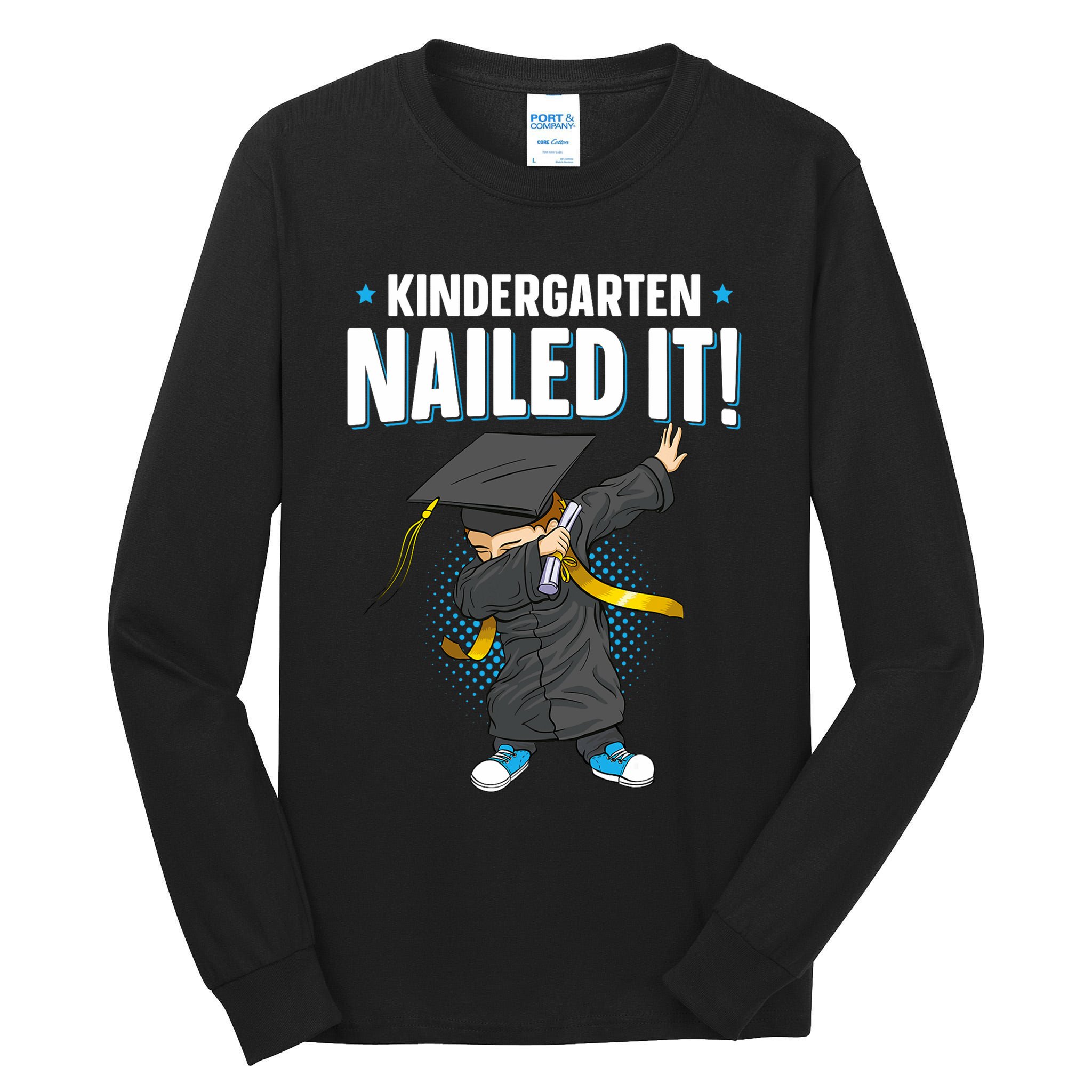 Dabbing Graduation Class Of 2025 Boy Kindergarten Nailed It Tall Long Sleeve T-Shirt
