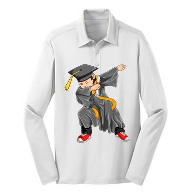 Dabbing Graduation Class Of Gift Men Funny Graduation Silk Touch Performance Long Sleeve Polo