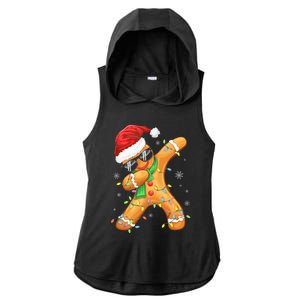 Dabbing Gingerbread Christmas Funny Xmas Dab Ladies PosiCharge Tri-Blend Wicking Draft Hoodie Tank