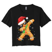 Dabbing Gingerbread Christmas Funny Xmas Dab Women's Crop Top Tee