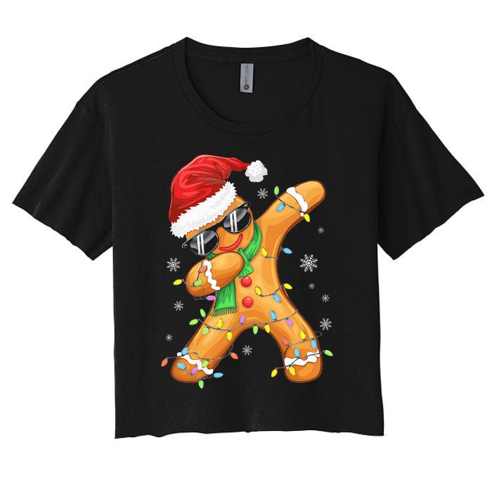 Dabbing Gingerbread Christmas Funny Xmas Dab Women's Crop Top Tee