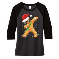 Dabbing Gingerbread Christmas Funny Xmas Dab Women's Tri-Blend 3/4-Sleeve Raglan Shirt