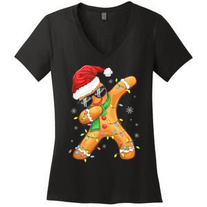 Dabbing Gingerbread Christmas Funny Xmas Dab Women's V-Neck T-Shirt