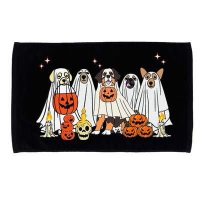 Dog Ghost Cute Dog Dressed As Ghost Funny Halloween Dog Microfiber Hand Towel