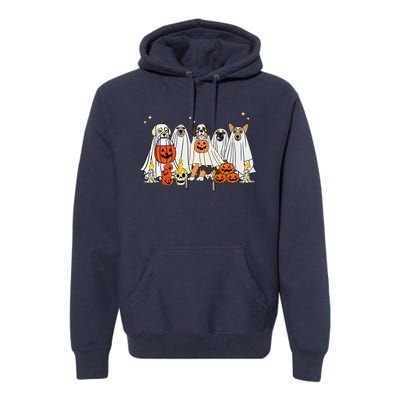 Dog Ghost Cute Dog Dressed As Ghost Funny Halloween Dog Premium Hoodie