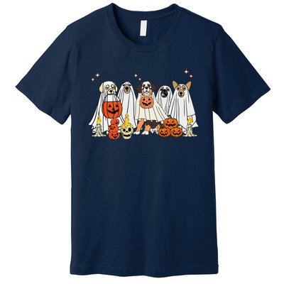 Dog Ghost Cute Dog Dressed As Ghost Funny Halloween Dog Premium T-Shirt