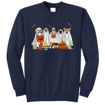 Dog Ghost Cute Dog Dressed As Ghost Funny Halloween Dog Tall Sweatshirt