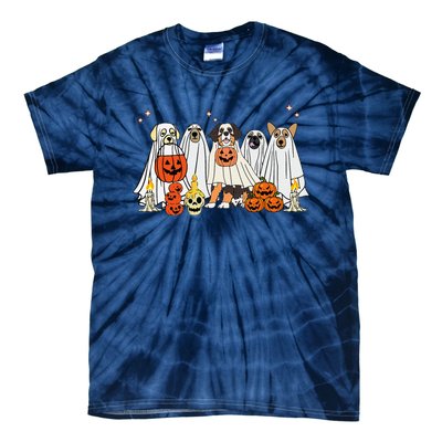 Dog Ghost Cute Dog Dressed As Ghost Funny Halloween Dog Tie-Dye T-Shirt