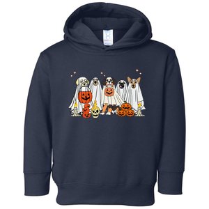 Dog Ghost Cute Dog Dressed As Ghost Funny Halloween Dog Toddler Hoodie