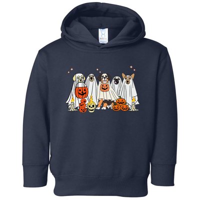 Dog Ghost Cute Dog Dressed As Ghost Funny Halloween Dog Toddler Hoodie