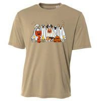 Dog Ghost Cute Dog Dressed As Ghost Funny Halloween Dog Cooling Performance Crew T-Shirt