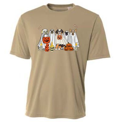 Dog Ghost Cute Dog Dressed As Ghost Funny Halloween Dog Cooling Performance Crew T-Shirt