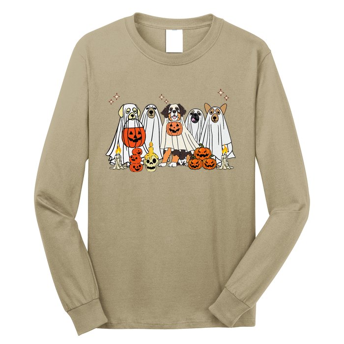 Dog Ghost Cute Dog Dressed As Ghost Funny Halloween Dog Long Sleeve Shirt