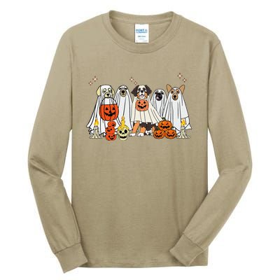 Dog Ghost Cute Dog Dressed As Ghost Funny Halloween Dog Tall Long Sleeve T-Shirt