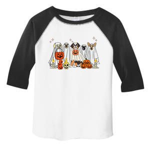 Dog Ghost Cute Dog Dressed As Ghost Funny Halloween Dog Toddler Fine Jersey T-Shirt