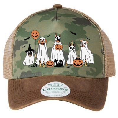 Dog Ghost Cute Dog Dressed As Ghost Funny Halloween Dog Legacy Tie Dye Trucker Hat