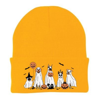 Dog Ghost Cute Dog Dressed As Ghost Funny Halloween Dog Knit Cap Winter Beanie