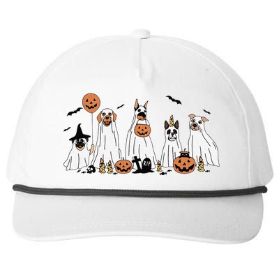 Dog Ghost Cute Dog Dressed As Ghost Funny Halloween Dog Snapback Five-Panel Rope Hat