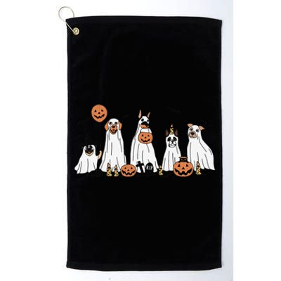 Dog Ghost Cute Dog Dressed As Ghost Funny Halloween Dog Platinum Collection Golf Towel