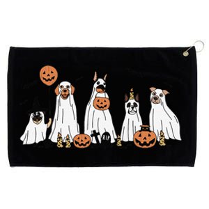 Dog Ghost Cute Dog Dressed As Ghost Funny Halloween Dog Grommeted Golf Towel