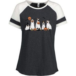 Dog Ghost Cute Dog Dressed As Ghost Funny Halloween Dog Enza Ladies Jersey Colorblock Tee