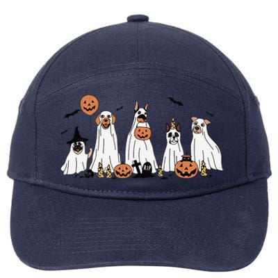 Dog Ghost Cute Dog Dressed As Ghost Funny Halloween Dog 7-Panel Snapback Hat