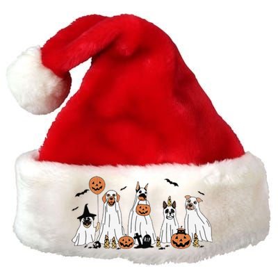 Dog Ghost Cute Dog Dressed As Ghost Funny Halloween Dog Premium Christmas Santa Hat