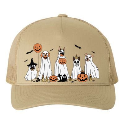 Dog Ghost Cute Dog Dressed As Ghost Funny Halloween Dog Yupoong Adult 5-Panel Trucker Hat