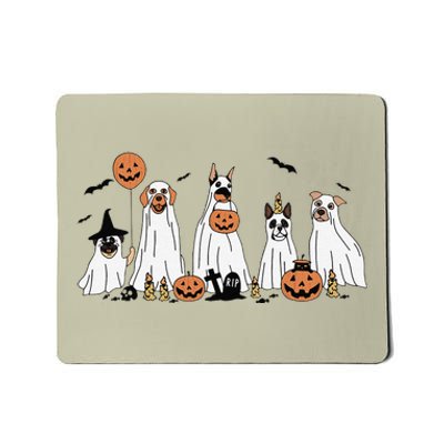 Dog Ghost Cute Dog Dressed As Ghost Funny Halloween Dog Mousepad