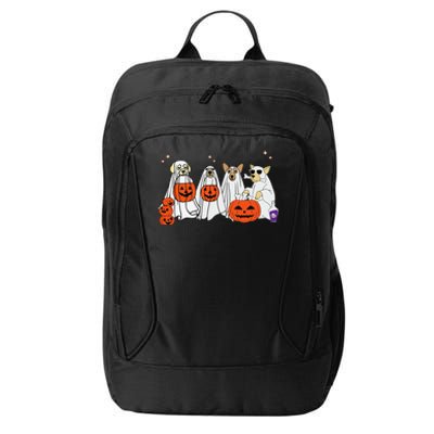 Dog Ghost Cute Dog Dressed As Ghost Funny Halloween Dog City Backpack