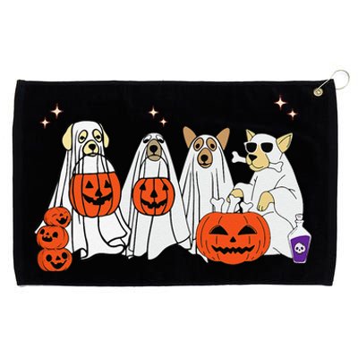 Dog Ghost Cute Dog Dressed As Ghost Funny Halloween Dog Grommeted Golf Towel